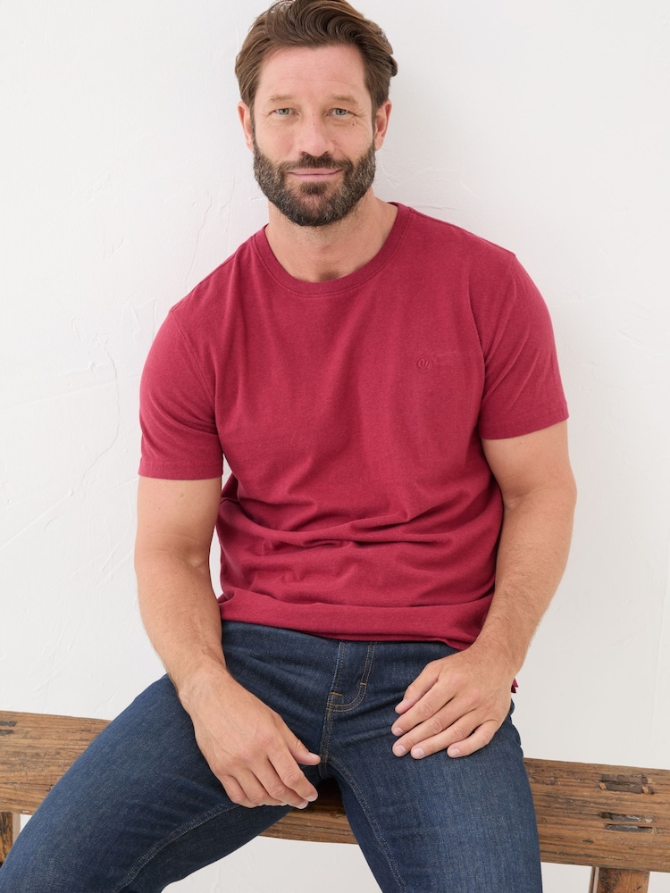FatFace Lulworth Red 100% Cotton Organic Crew T-Shirt - Image 3 of 5
