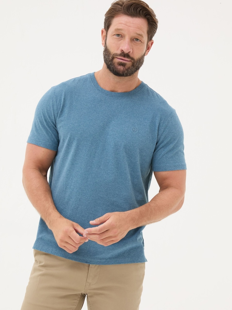 FatFace Lulworth Teal Blue 100% Cotton Organic Crew T-Shirt - Image 1 of 4