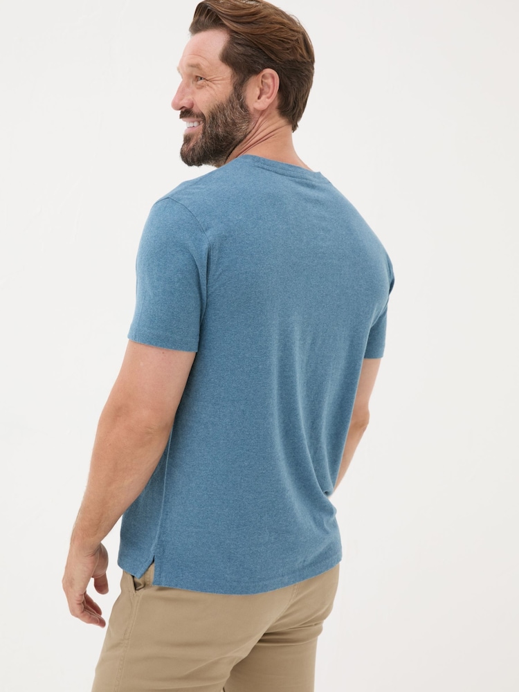 FatFace Lulworth Teal Blue 100% Cotton Organic Crew T-Shirt - Image 2 of 4