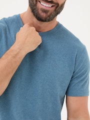 FatFace Lulworth Teal Blue 100% Cotton Organic Crew T-Shirt - Image 3 of 4
