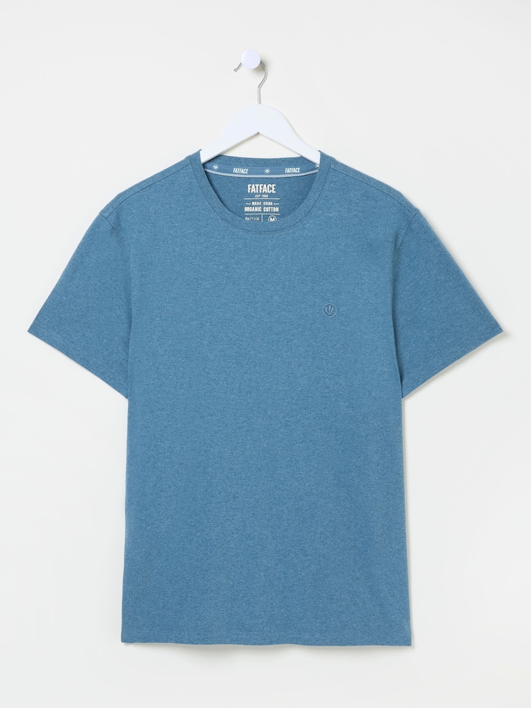 FatFace Lulworth Teal Blue 100% Cotton Organic Crew T-Shirt - Image 4 of 4