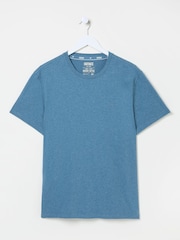 FatFace Lulworth Teal Blue 100% Cotton Organic Crew T-Shirt - Image 4 of 4