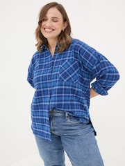 FatFace Blue 100% Cotton Carolin Check Shirt - Image 6 of 9