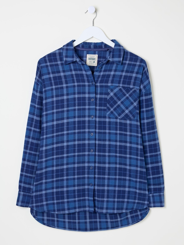 FatFace Blue 100% Cotton Carolin Check Shirt - Image 9 of 9