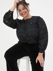 FatFace Black Ana 100% Cotton Detail Blouse - Image 8 of 11