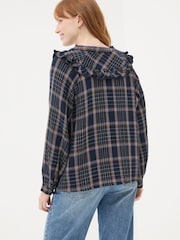 FatFace Navy 100% Cotton Nina Ruffle Blouse - Image 2 of 4