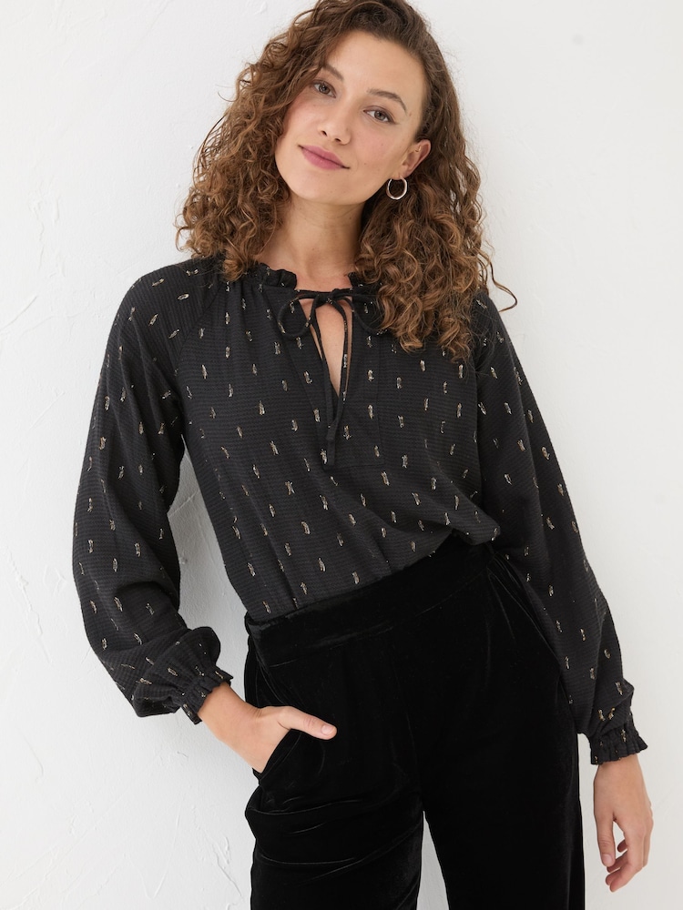 FatFace Black Metallic Blouse - Image 2 of 7