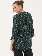 FatFace Black Dark Skies Tia Button Longline Blouse - Image 2 of 5