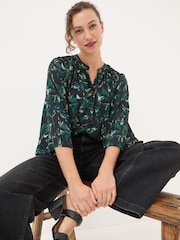 FatFace Black Dark Skies Tia Button Longline Blouse - Image 4 of 5