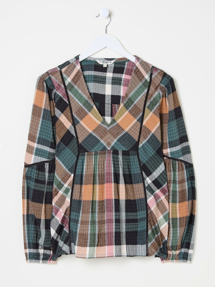 FatFace Multi Lara Check Blouse - Image 10 of 10