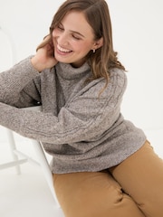 FatFace Light Brown Amara Roll Neck Knitted Jumper - Image 11 of 12