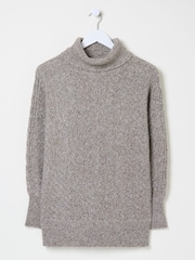 FatFace Light Brown Amara Roll Neck Knitted Jumper - Image 12 of 12