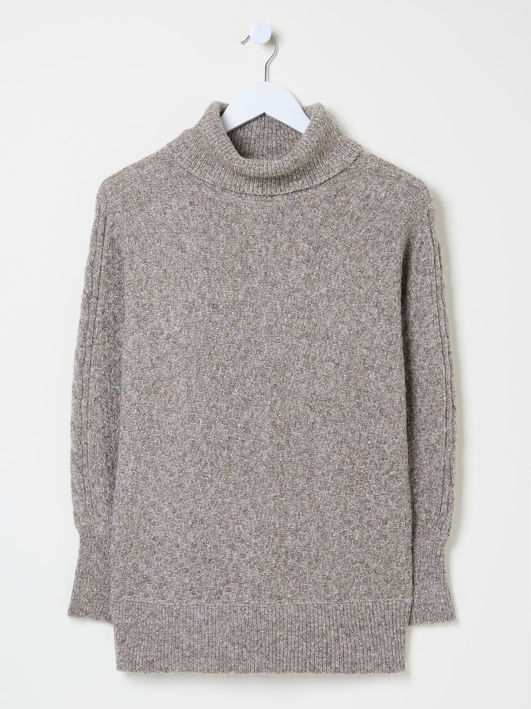 FatFace Light Brown Amara Roll Neck Knitted Jumper - Image 12 of 12