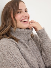 FatFace Light Brown Amara Roll Neck Knitted Jumper - Image 7 of 12
