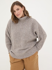 FatFace Light Brown Amara Roll Neck Knitted Jumper - Image 9 of 12