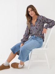 FatFace Dark Navy Lil Print Blouse - Image 2 of 6