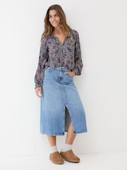 FatFace Dark Navy Lil Print Blouse - Image 3 of 6