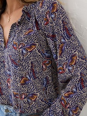 FatFace Dark Navy Lil Print Blouse - Image 5 of 6