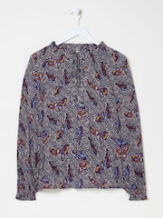 FatFace Dark Navy Lil Print Blouse - Image 6 of 6