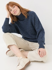 FatFace Navy Amara Roll Neck Knitted Jumper - Image 3 of 5