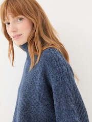 FatFace Navy Amara Roll Neck Knitted Jumper - Image 4 of 5