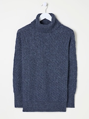 FatFace Navy Amara Roll Neck Knitted Jumper - Image 5 of 5