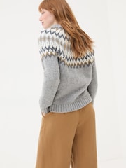 FatFace Cassie Grey Grey Fair Isle Jumper - Image 2 of 9