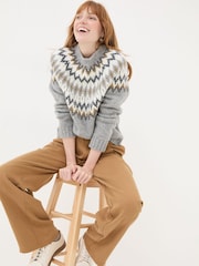 FatFace Cassie Grey Grey Fair Isle Jumper - Image 4 of 9