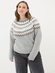 FatFace Cassie Grey Grey Fair Isle Jumper - Image 6 of 9