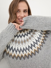 FatFace Cassie Grey Grey Fair Isle Jumper - Image 8 of 9