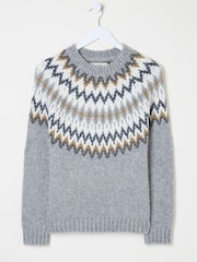 FatFace Cassie Grey Grey Fair Isle Jumper - Image 9 of 9
