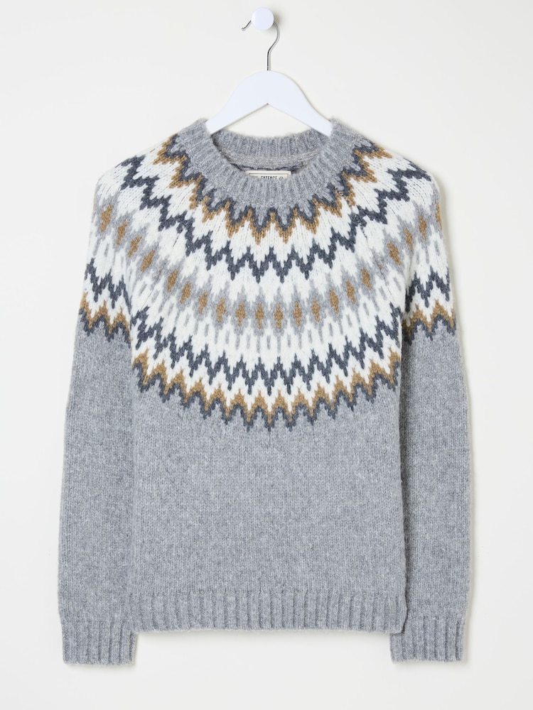 FatFace Cassie Grey Grey Fair Isle Jumper - Image 9 of 9