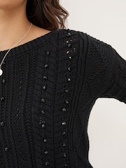 FatFace Black Dark Skies Damson Beaded Jumper - Image 3 of 6
