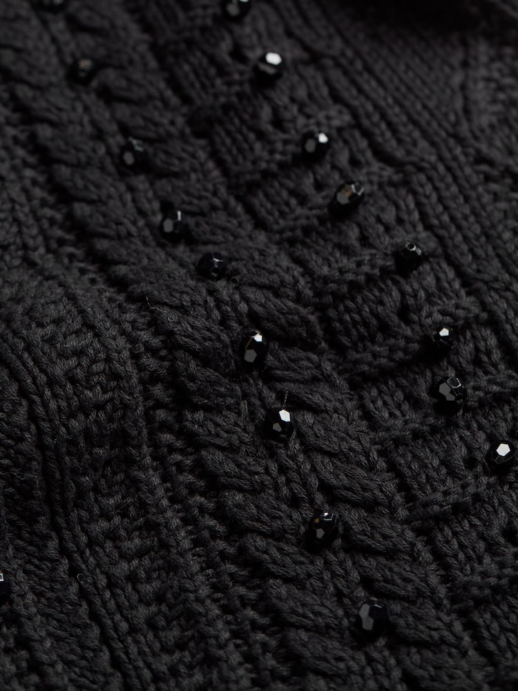 FatFace Black Dark Skies Damson Beaded Jumper - Image 6 of 6