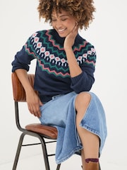 FatFace Navy Emma Fairisle Pattern Jumper - Image 4 of 7