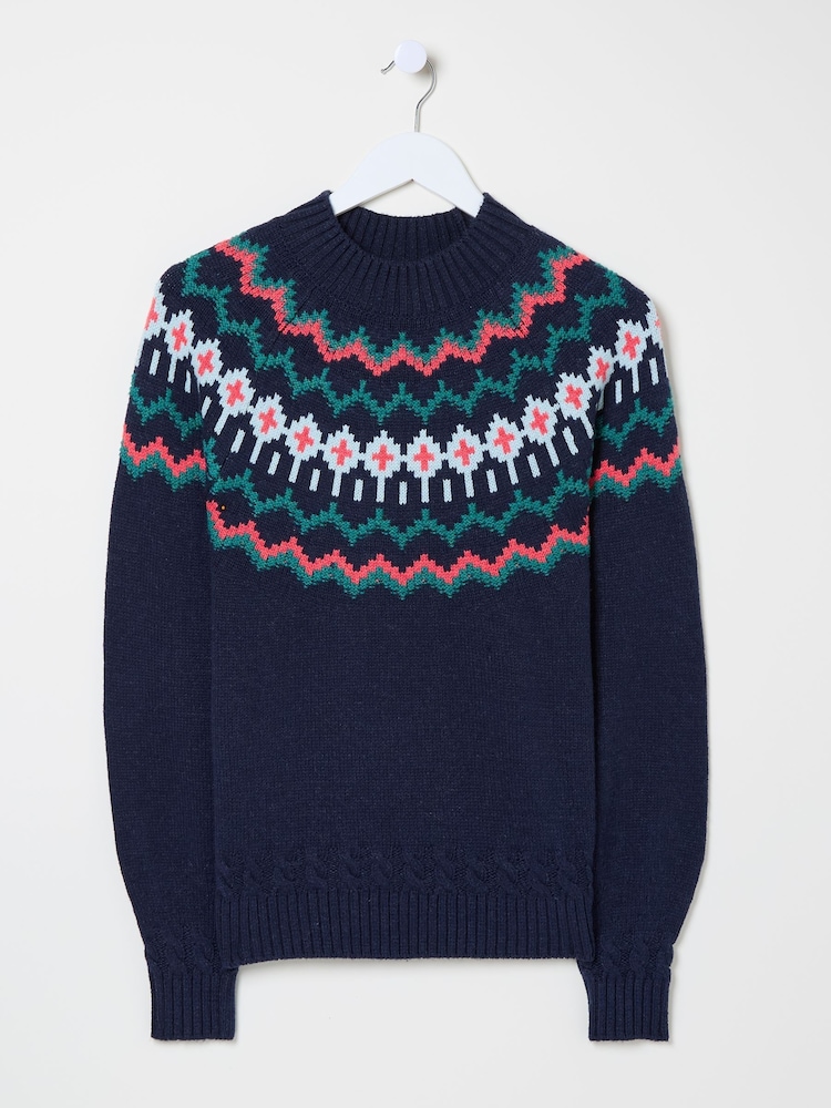 FatFace Navy Emma Fairisle Pattern Jumper - Image 7 of 7