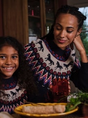FatFace Navy Horse Fairisle Pattern Tunic - Image 1 of 8