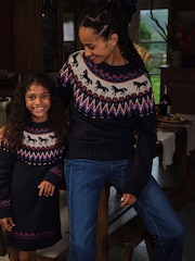 FatFace Navy Horse Fairisle Pattern Tunic - Image 2 of 8