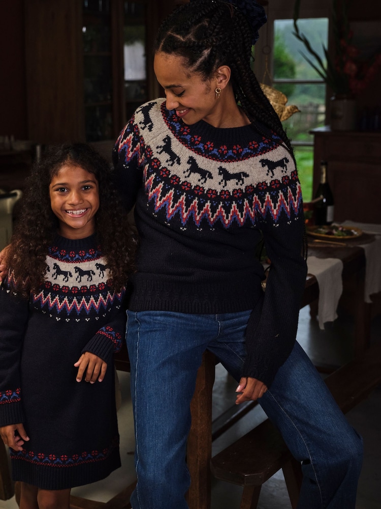 FatFace Navy Horse Fairisle Pattern Tunic - Image 2 of 8