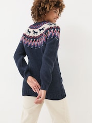 FatFace Navy Horse Fairisle Pattern Tunic - Image 4 of 8