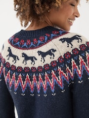 FatFace Navy Horse Fairisle Pattern Tunic - Image 6 of 8