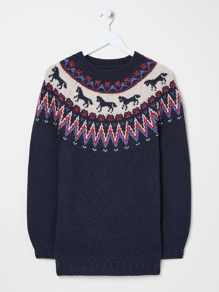 FatFace Navy Horse Fairisle Pattern Tunic - Image 8 of 8