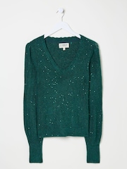FatFace Teal Green Jasmine Jumper - Image 6 of 7