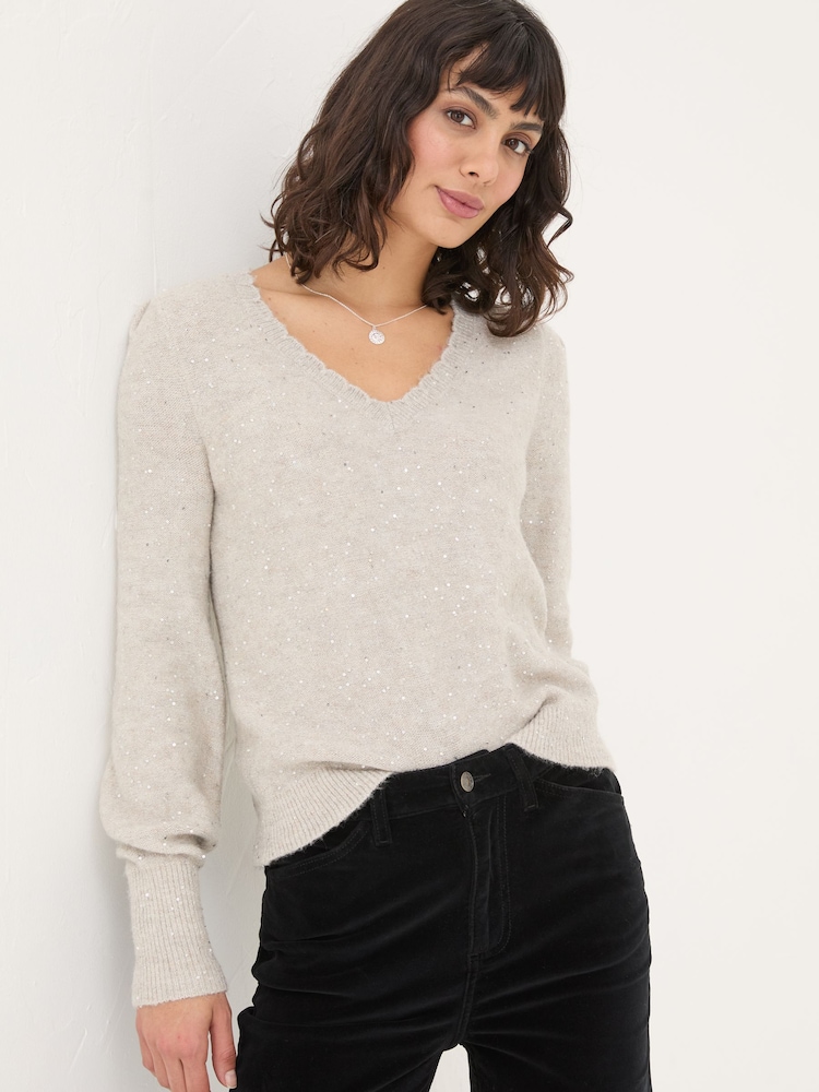 FatFace Ivory Jasmine Jumper - Image 1 of 5