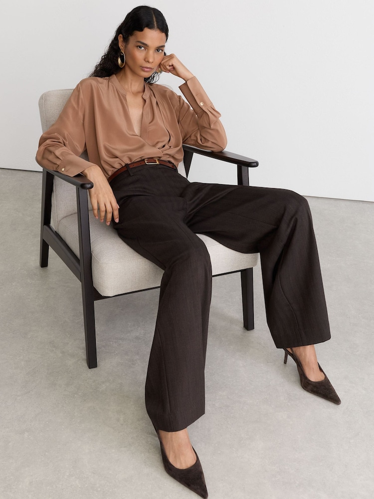Reiss Dark Chocolate Camilla Suede Slingback Mid-Heel Court Shoes - Image 1 of 7 Reiss Dark Chocolate Camilla Suede Slingback Mid-Heel Court Shoes - Image 1 of 7