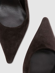 Reiss Dark Chocolate Camilla Suede Slingback Mid-Heel Court Shoes - Image 7 of 7