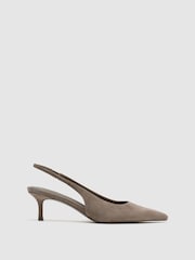 Reiss Taupe Carla Suede Slingback Low-Heel Court Shoes - Image 2 of 6