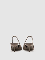 Reiss Taupe Carla Suede Slingback Low-Heel Court Shoes - Image 5 of 6