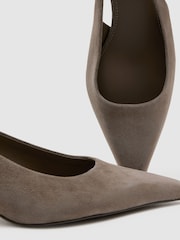 Reiss Taupe Carla Suede Slingback Low-Heel Court Shoes - Image 6 of 6