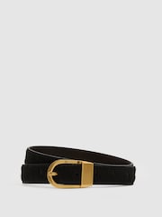 Кожаный ремень с эффектом волос Reiss Hazel - Изображение 3 6